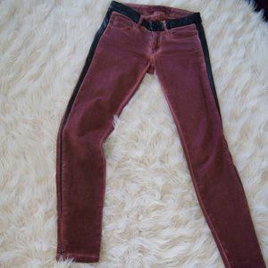 Etienne Marcel Maroon MidRise Denim Novelty Stretch Skinny Jeans Leather Size 24